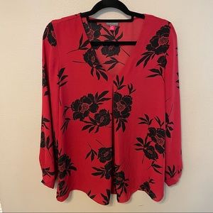 Vince Camuto red floral Blouse size Medium